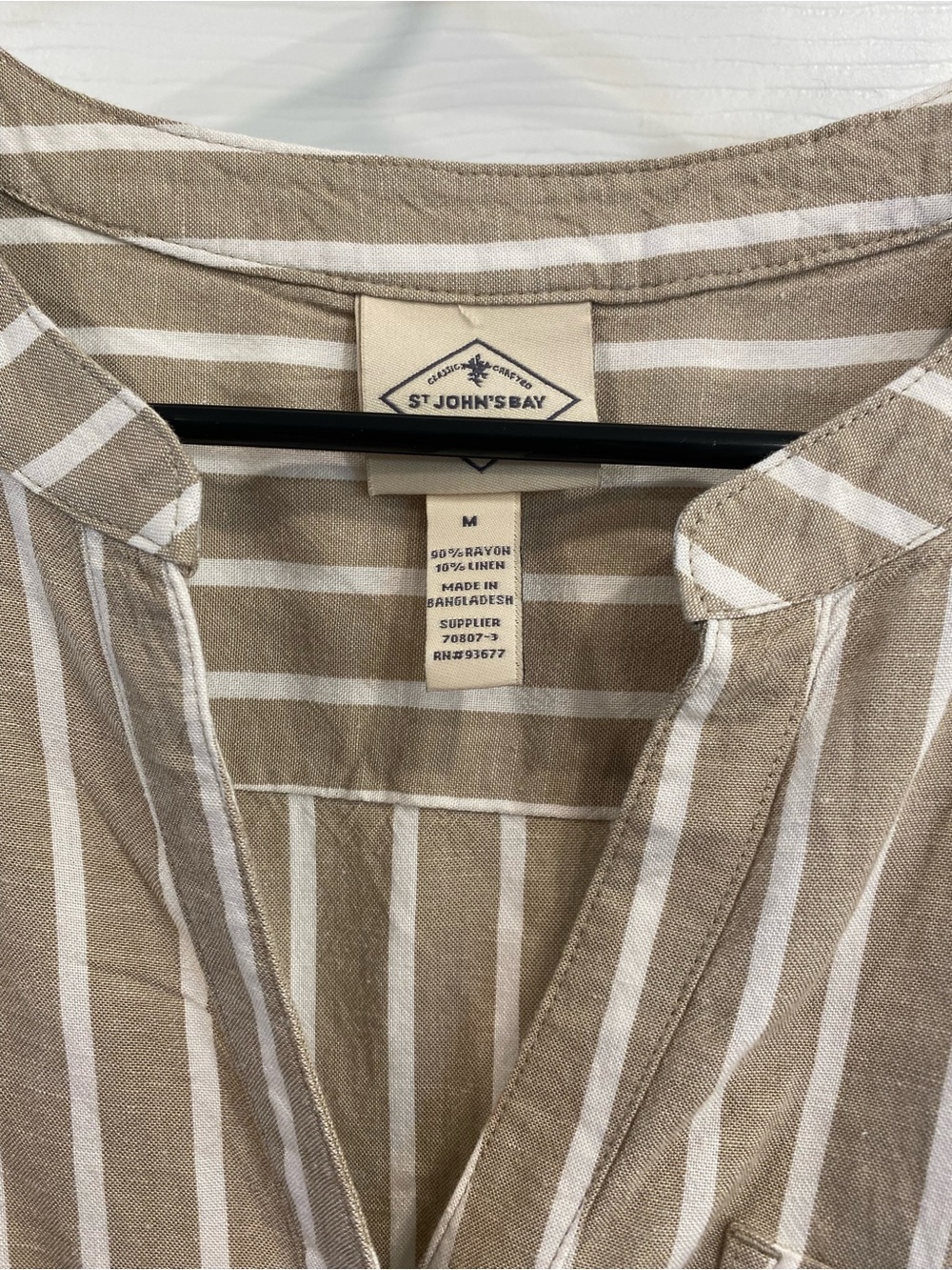 St. John's Bay Beige and White Striped Sleeveless Dress - Picture 3 of 4